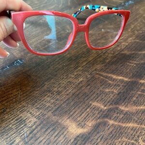 Red Rectangular Glasses with Chunky Design